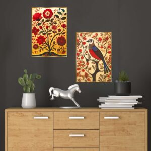 Set of Two Wall Paintings for Wall Dacoration Golden Framed Wall Paintings for Living Room & Bedroom Wall Art for Home Decoration & Office Wall Décor (14x11 inch CH-GD2-13)